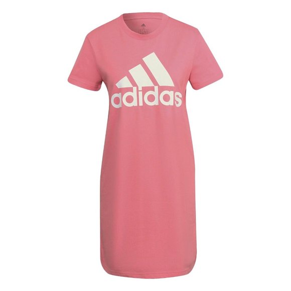 Women's adidas Sportswear Essentials Logo T-Shirt Dress - Rose Tone/White - Picture 2 of 3
